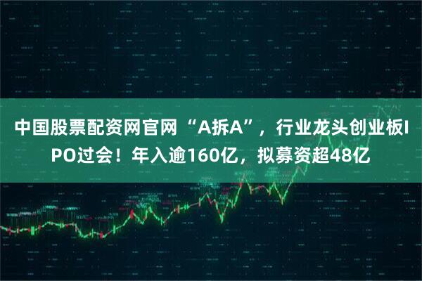 中国股票配资网官网 “A拆A”，行业龙头创业板IPO过会！年入逾160亿，拟募资超48亿